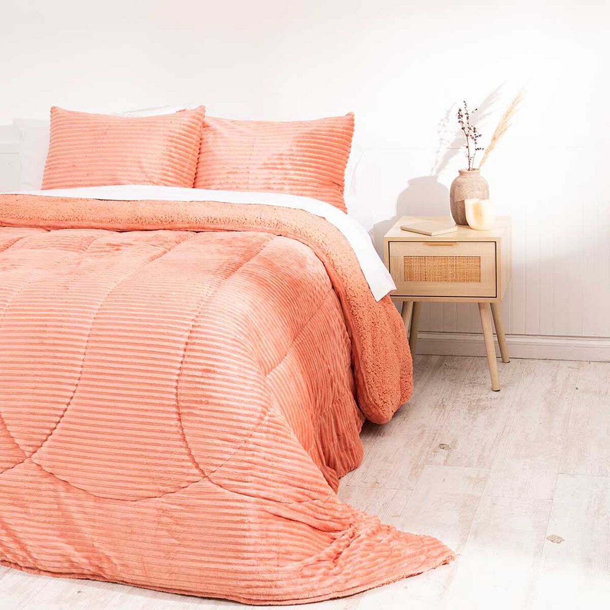 Plumón Mashini 2 Plazas Liso Coral