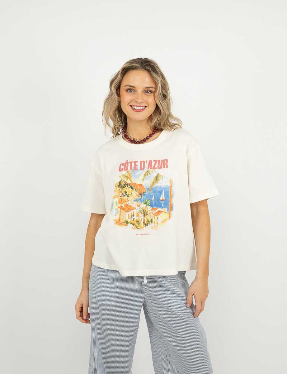 Polera Con Estampado Manga Corta Mujer Icono