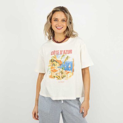 Polera Con Estampado Manga Corta Mujer Icono