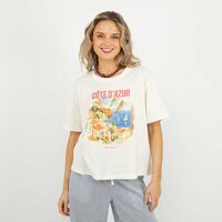 Polera Con Estampado Manga Corta Mujer Icono Blanco-3