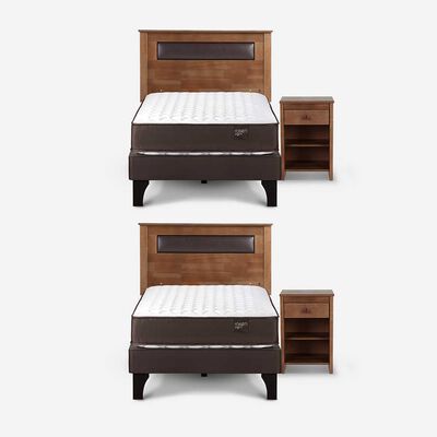 Camas Europeas Dúplex Rosen 1,5 Plazas Ergo T + Respaldo + Velador Ferrera