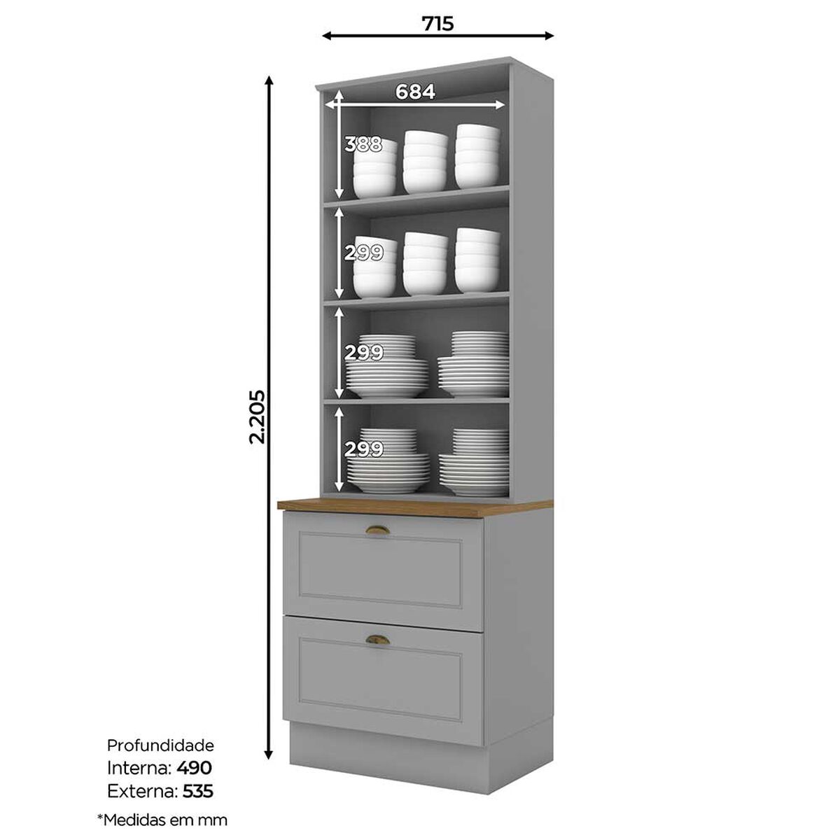 Mueble de Cocina Home Mobili Americana 2 Cajones 2 Puertas Blanco