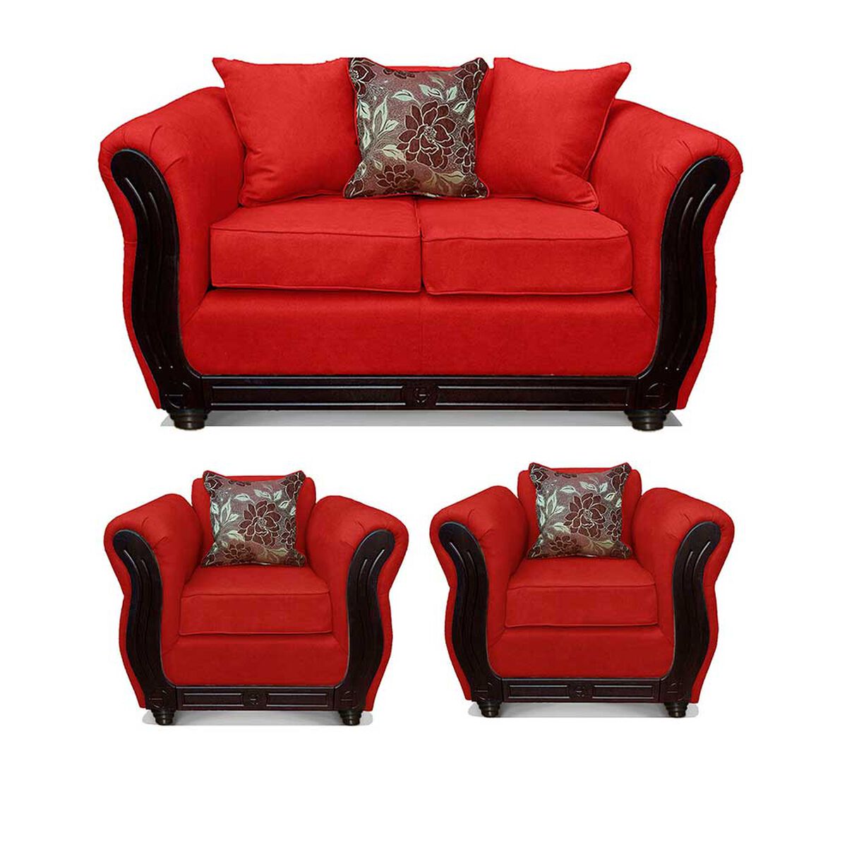 Juego de Living Elegant Detail Girona Sofá 2 Cuerpos + Dos sillones 1 Cuerpo Rojo