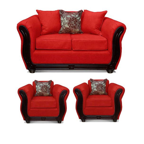 Juego de Living Elegant Detail Girona Sofá 2 Cuerpos + Dos sillones 1 Cuerpo Rojo