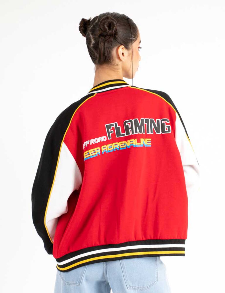 Chaqueta Bomber Varsity Oversized Mujer Icono
