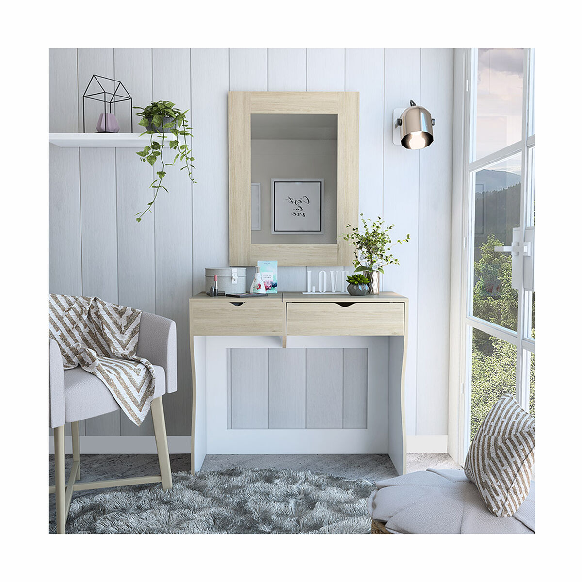 Mueble De Tocador + Espejo Perla