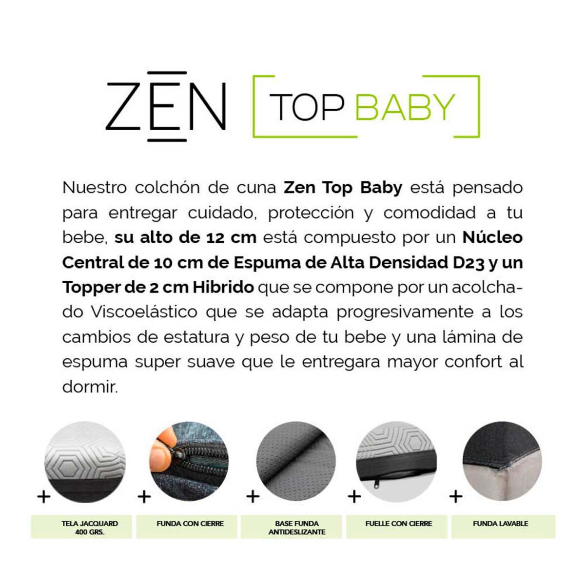 Colch&oacute;n de Cuna Latam Home Zen Top Baby Hybrid 70 x 100 cm