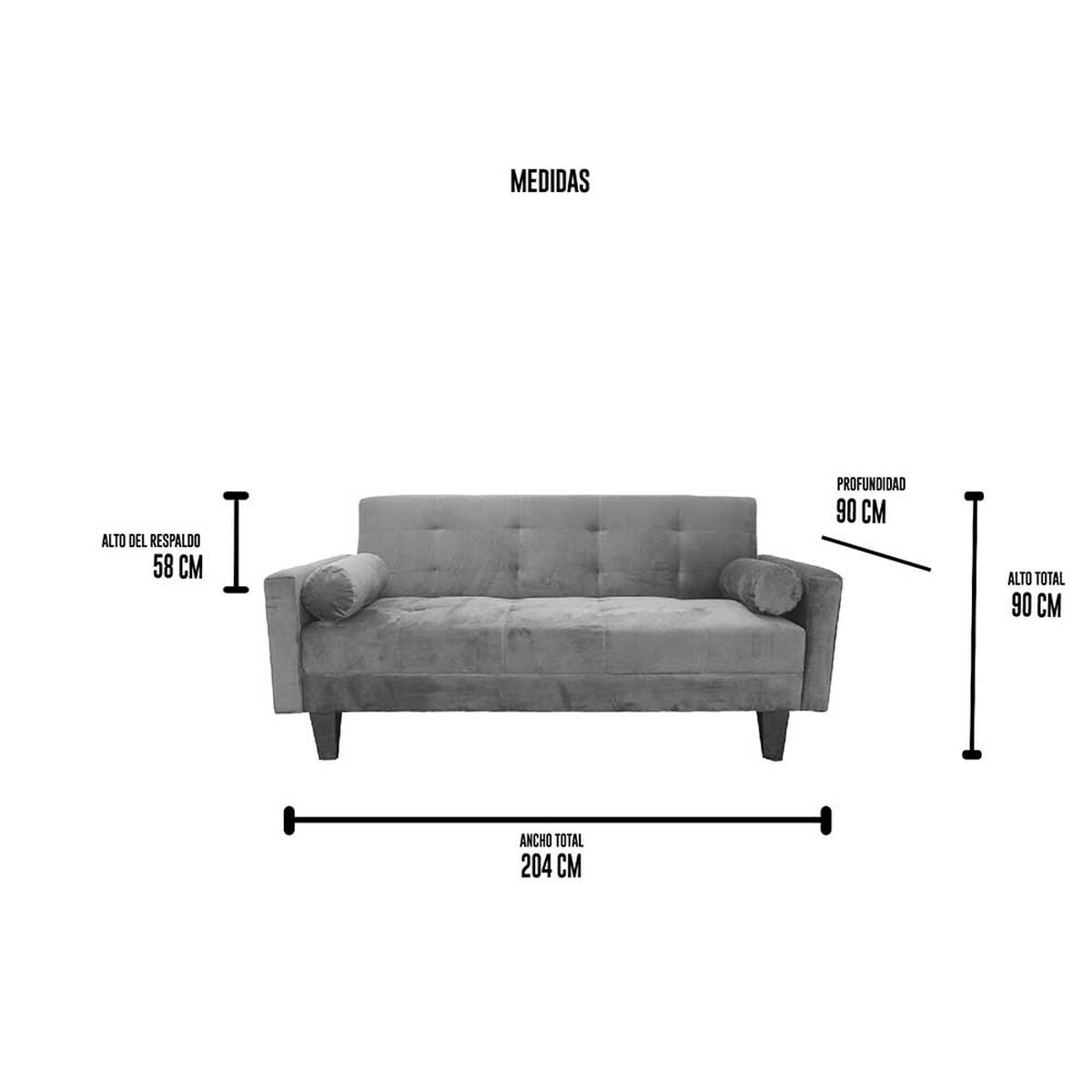 Sofá Cama Deco Class Esparta 3 Cuerpos Gris