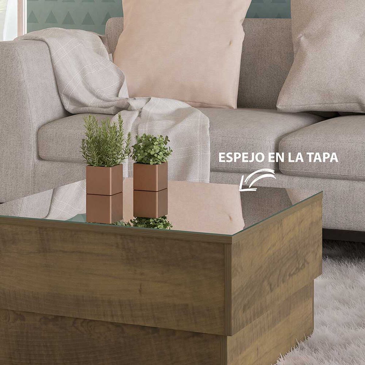 Mesa de Centro Espejo Rodler Paratti Café Pino