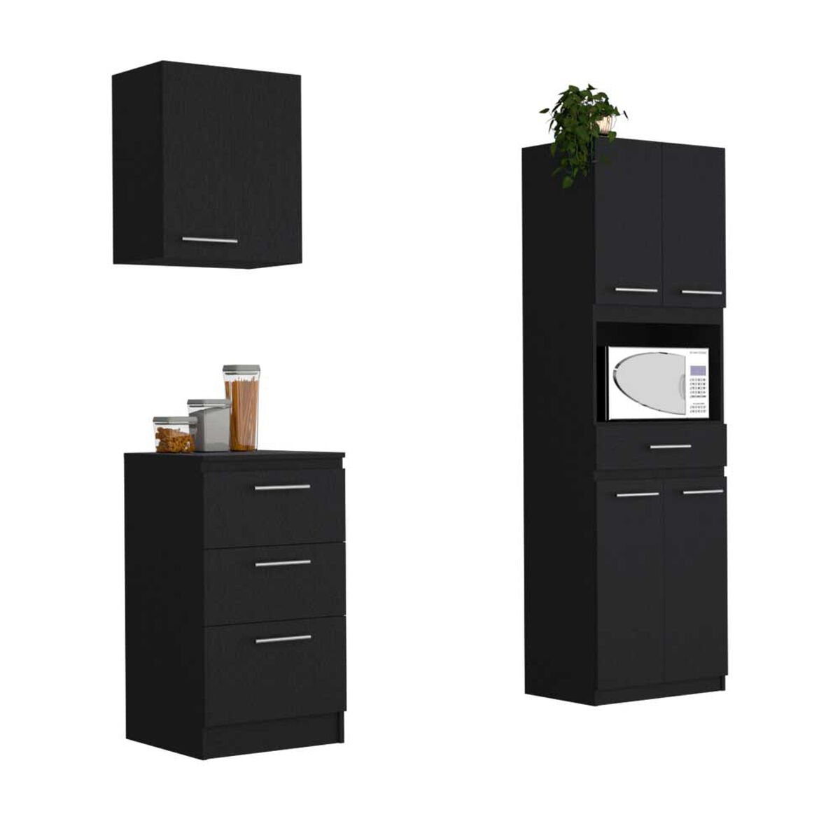 Combo Mueble Superior + Mueble Microondas + Mueble Inferior TuHome Manchester Wengue