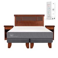 Cama Europea CIC Base Dividida 2 Plazas Smart + Respaldo + 2 Veladores Dublin Caramelo