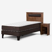 Cama Europea Rosen 1,5 Plazas Ergo T + Respaldo + Velador
