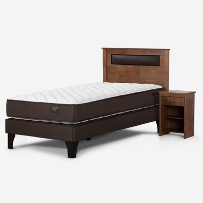Imagen 1 del producto Cama Europea Rosen 1,5 Plazas Ergo T + Respaldo + Velador