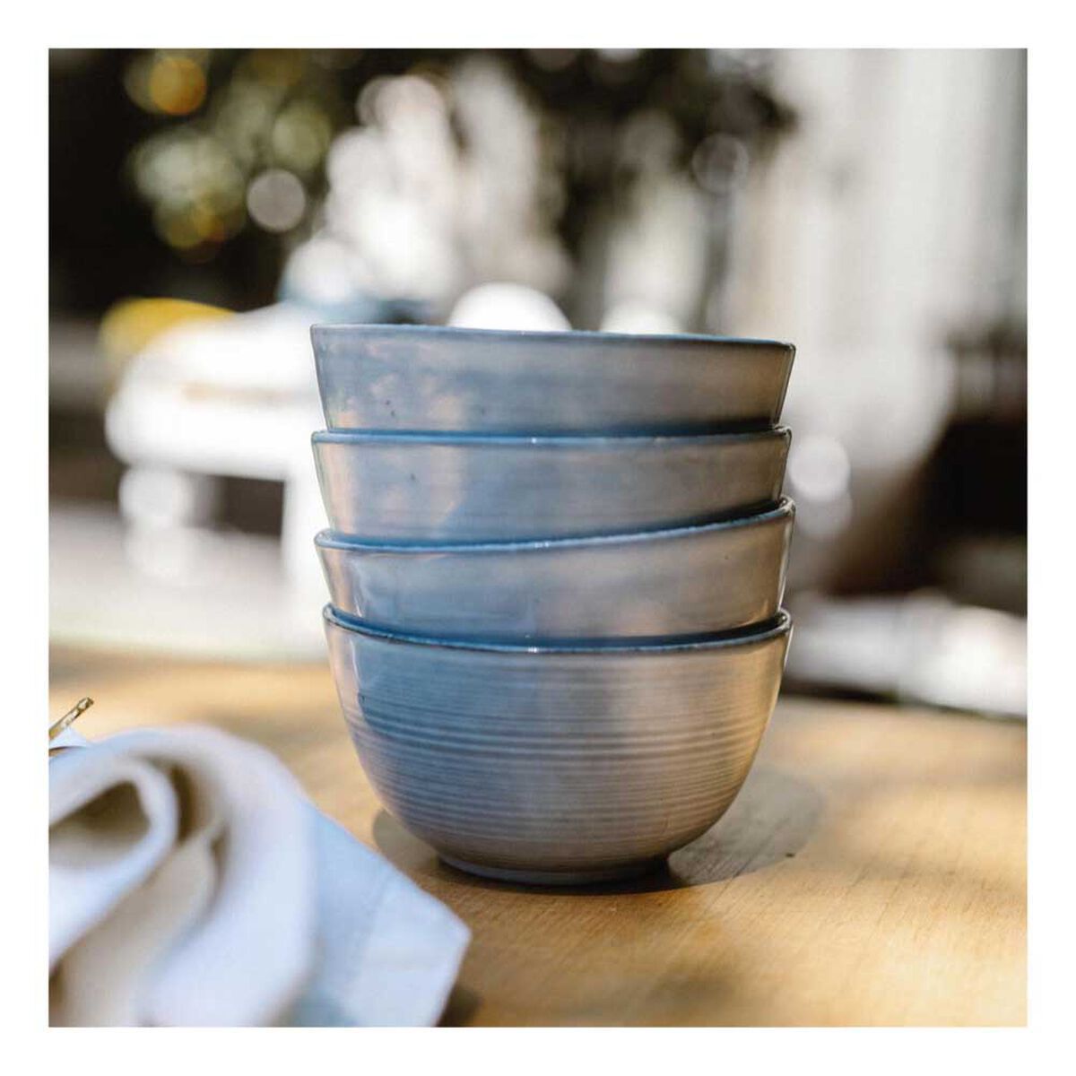 Set 4 Bowls Simplit Amalfi Cerámica Gres 7,5 cm Azul