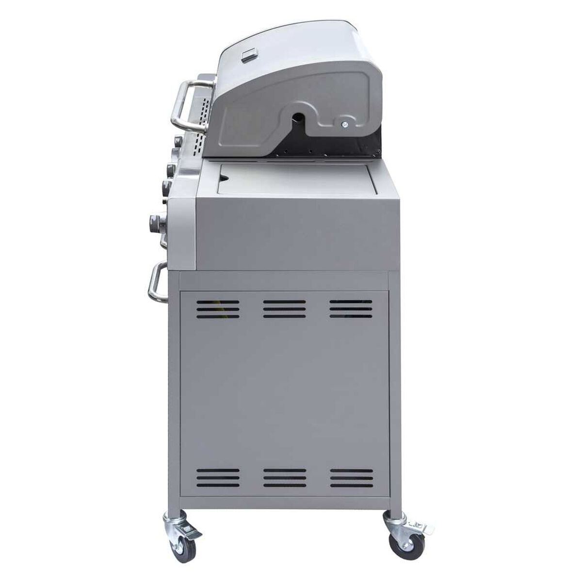 Parrilla a Gas Encendido Electrónico BBQ Grill Buffalo Acero Inoxidable 4 Quemadores Centrales + 1 Lateral