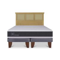 Cama Europea CIC Base Dividida King Ortopedic + Respaldo Torino Mostaza