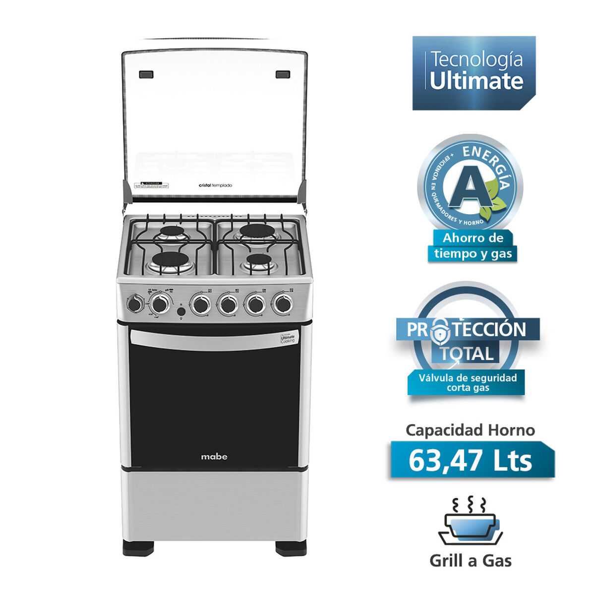 Cocina a Gas Mabe CMC5550AX0 4 Quemadores