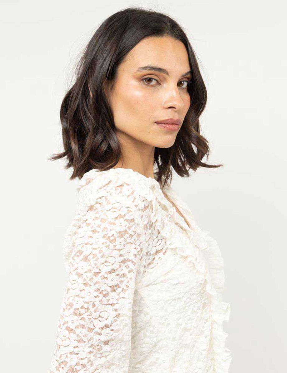 Blusa Encaje Manga Larga Mujer Zibel