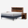 Cama Europea Rosen 2 Plazas Indie + Respaldo + 2 Veladores Ferrera