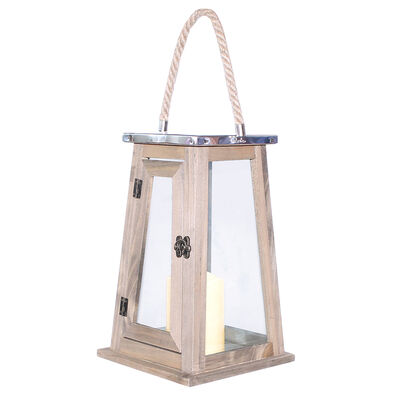 Fanal Madera Con Vela Led