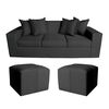 Sofa + 2 Pouff A&M Home Maxi Negro