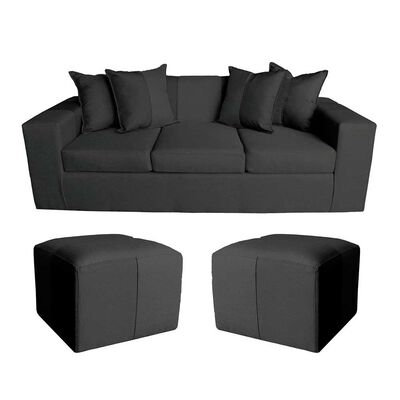 Imagen 1 del producto Sofa + 2 Pouff A&M Home Maxi Negro