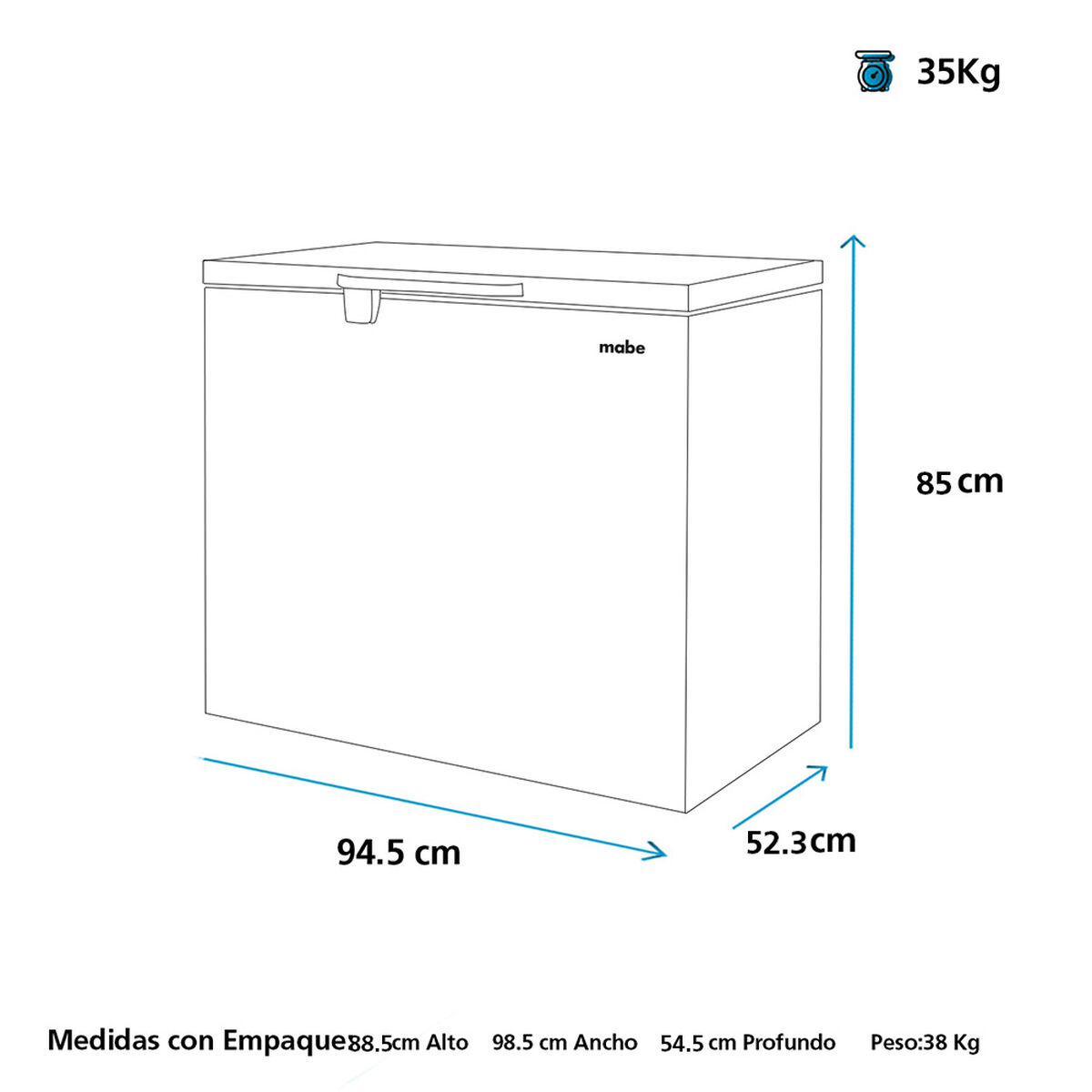 Freezer Horizontal Mabe FDHM200BY0 200 lts.