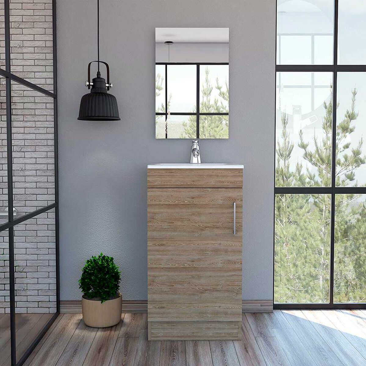 Combo Mueble Lavamanos Madrid + Espejo Bolonia TuHome