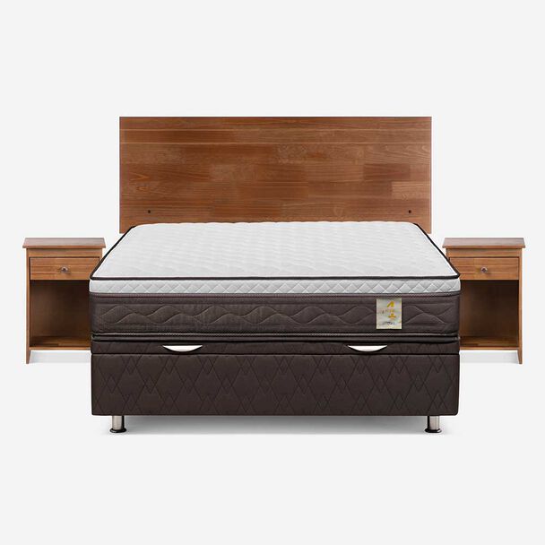 Boxet Rosen 2 Plazas New Style 4 Plus + Respaldo + 2 Veladores Tabor Caramelo
