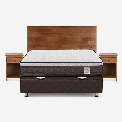 Imagen 1 del producto Boxet Rosen 2 Plazas New Style 4 Plus + Respaldo + 2 Veladores Tabor Caramelo