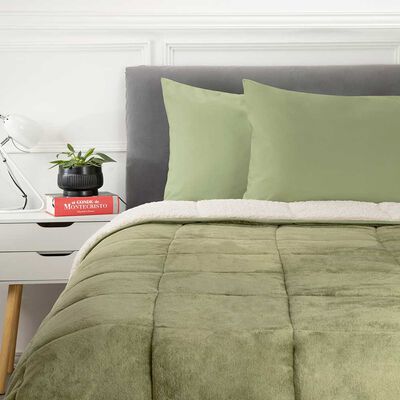 Plumón Flannel Sherpa Casanova 2 Plazas Verde