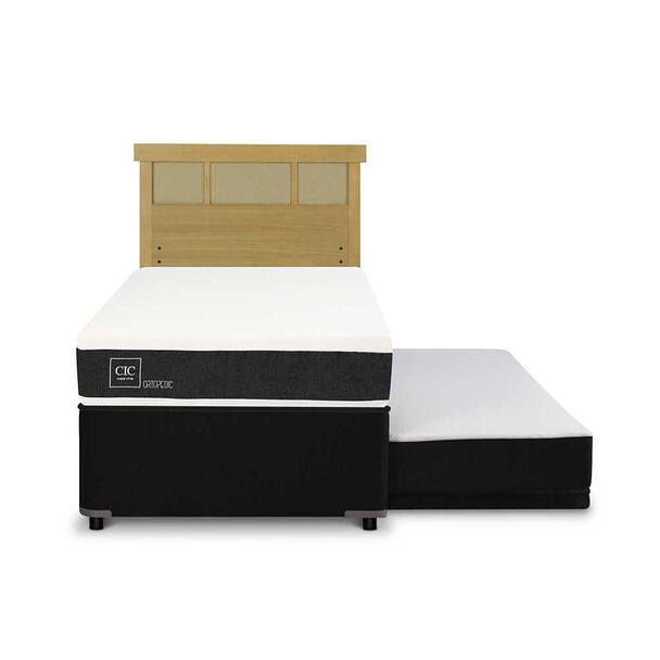 Cama Nido CIC 1,5 Plazas Ortopedic + Respaldo Dublin Mostaza