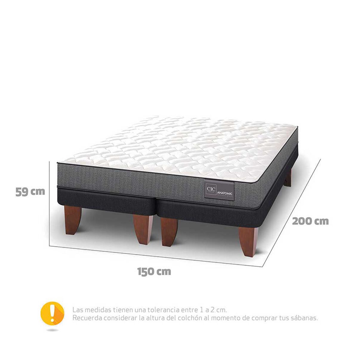 Cama Europea CIC Base Dividida 2 Plazas Anatomic