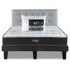 Combo Cama Europea Prelude Radiant 2 Plazas Normal + Respaldo Urban Plata + Pack Almohadas