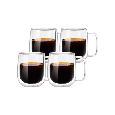 Set 4 Tazas Mug de Vidrio Doble Pared Simplit 300 ml