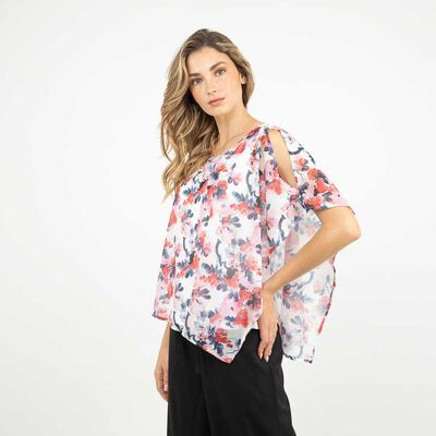 Blusa Manga Corta Mujer Zibel Ecru, Negro