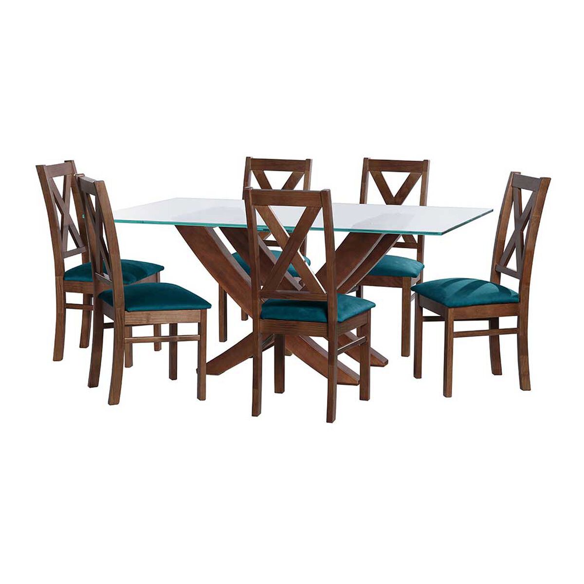 Juego de Comedor Latam Home Alicante 6 Sillas Azul Petróleo