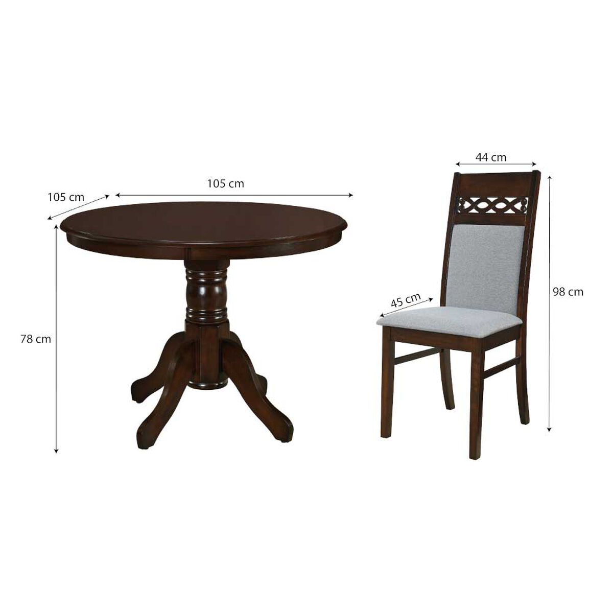 Juego de Comedor Furnitech Island 4 Sillas Gris