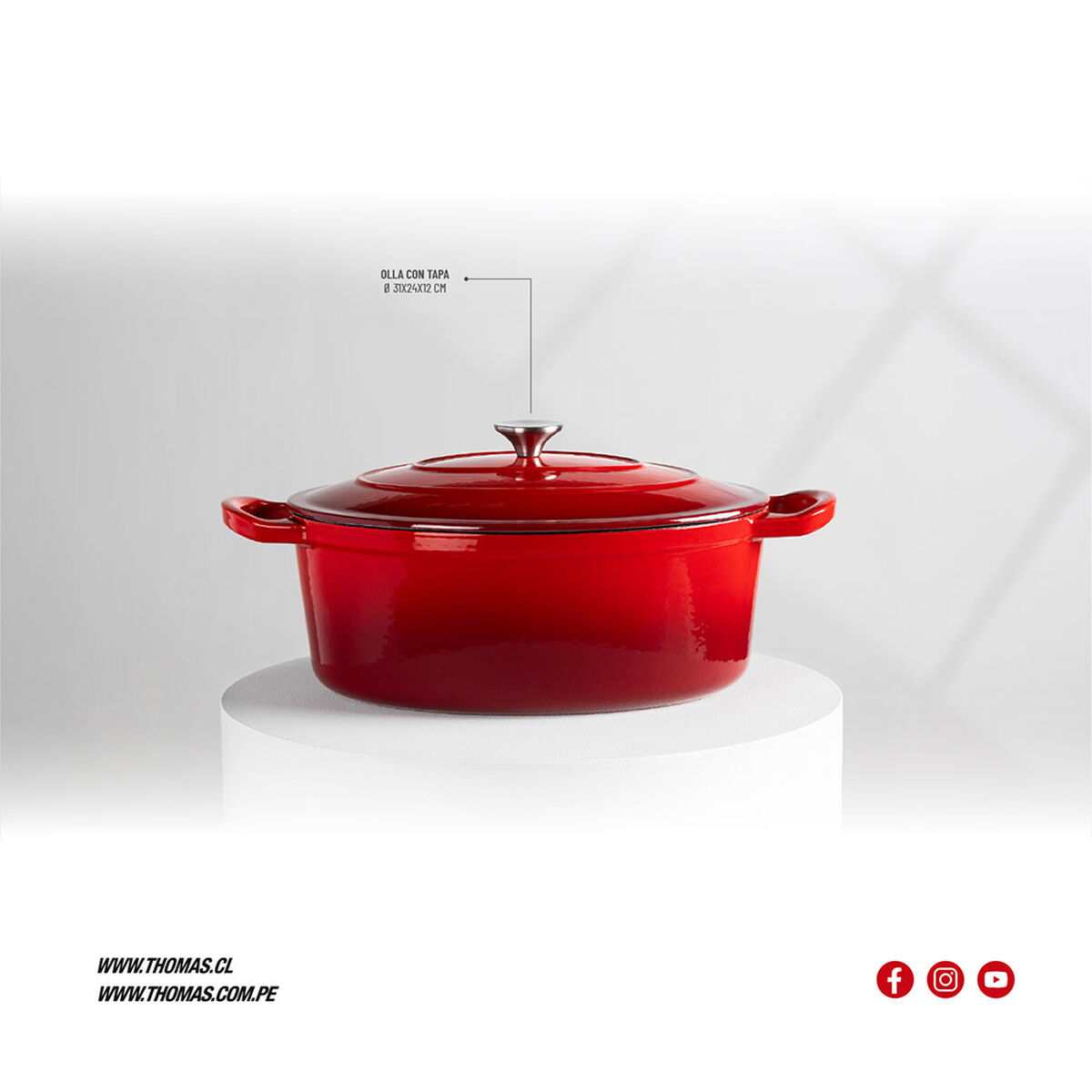 Olla Hierro Fundido Thomas 31 cm Rojo