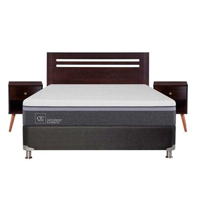 Imagen 1 del producto Box Spring CIC 2 Plazas Ortopedic Advance + Respaldo + 2 Veladores New Munich