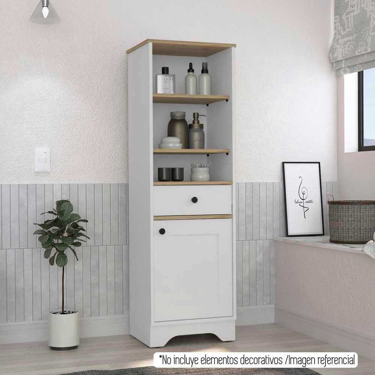 Optimizador de Ba&ntilde;o TuHome Bath Bi Color 2 Puertas 1 Caj&oacute;n Duna Blanco