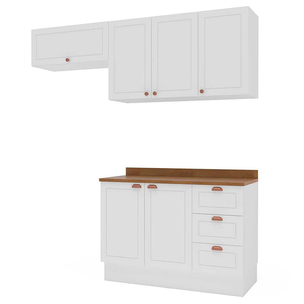 Kit Cocina Modular Royal Vekkahome 6 Puertas 3 Cajones Blanca