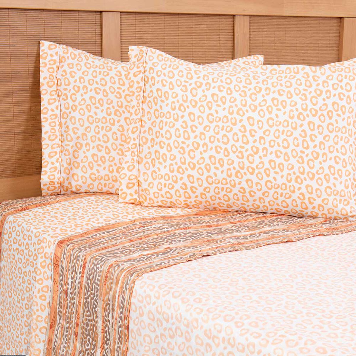 Juego de Sábanas Estampado Plumetti 2 Plazas Tamarindo