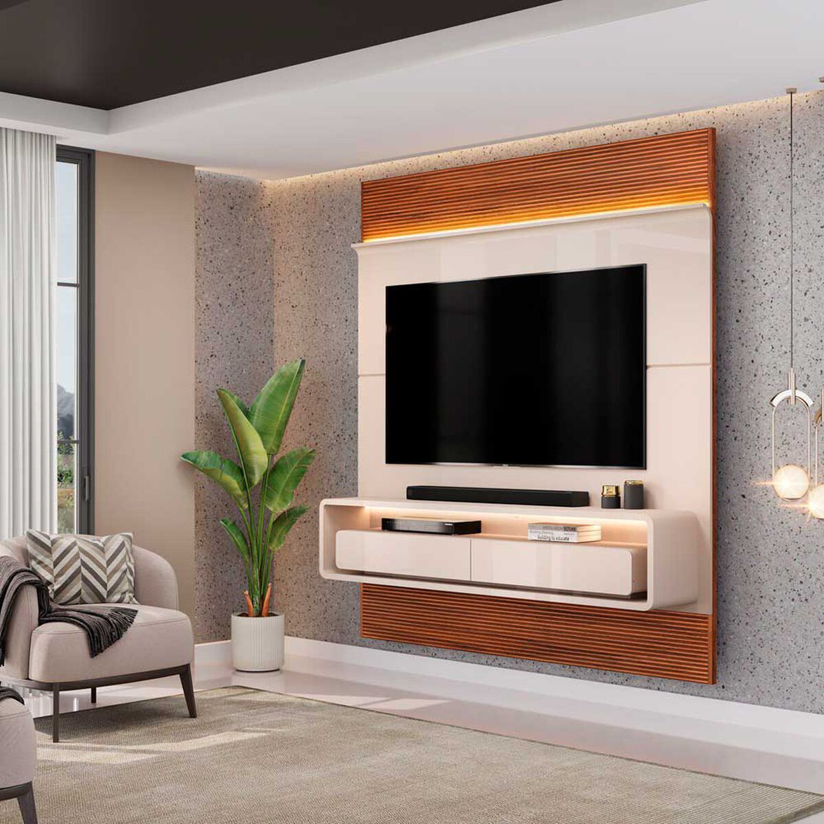 Panel TV Altavision Taylor Blanco y Café