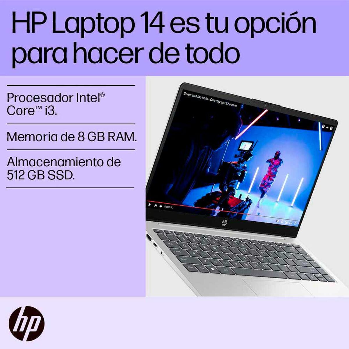 Notebook HP 14-ep0027la Intel Core i3 8GB 512GB SSD 14"