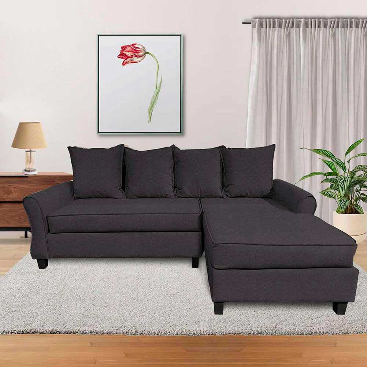 Sof&aacute; Seccional Derecho Living Factory Barcelo 3 Cuerpos Chocolate