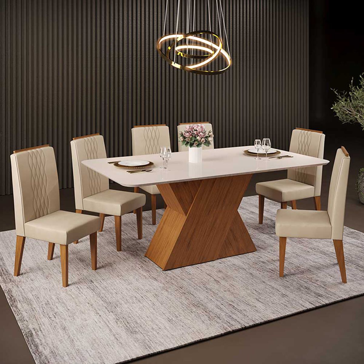 Juego de Comedor Vekkahome Rubi Lia 6 Sillas Café