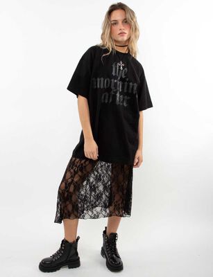 Imagen 2 del producto Falda Midi Encaje Mujer Icono Negro