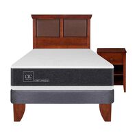 Cama Europea CIC 1,5 Plazas Ortopedic + Respaldo + Velador Torino