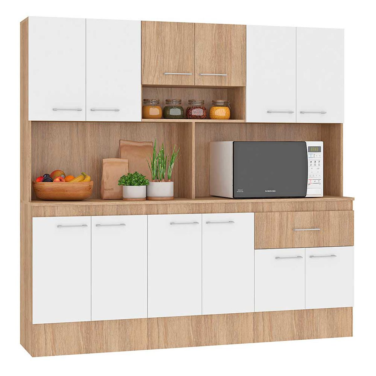 Mueble de Cocina Vekkahome Buck 1 Cajón 12 Puertas Café